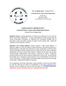 W A S H B U R N  ... EMPLOYMENT OPPORTUNITY Land and Water Conservation Department Intern