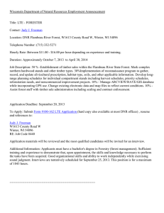 Wisconsin Department of Natural Resources Employment Announcement  Title: LTE - FORESTER