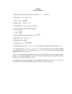 Calculus I Practice Problems 4 y at (2,7/4).