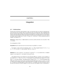 Integration CHAPTER 4 4.1. Antiderivatives