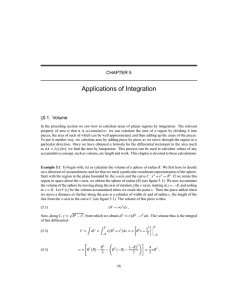 Applications of Integration CHAPTER 5 5.1. Volume