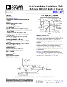 AD5547-EP Dual-Current Output, Parallel Input, 16-Bit Multiplying DAC with 4-Quadrant Resistors Data Sheet