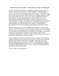 Graduate Research Assistantship – White-tailed Deer Ecology and Management