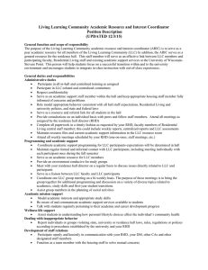 Living Learning Community Academic Resource and Interest Coordinator (UPDATED 12/3/15) Position Description