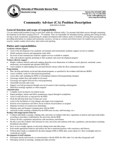 Community Adviser (CA) Position Description General function and scope of responsibility