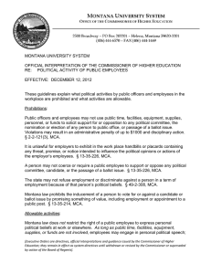 MONTANA UNIVERSITY SYSTEM OFFICIAL INTERPRETATION OF THE COMMISSIONER OF HIGHER EDUCATION RE: