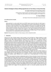 Student's Strategies to Reduce Writing Apprehension (A Case Study on... Mediterranean Journal of Social Sciences Dr. Ibrahim Fathi Huwari (Corresponding author)