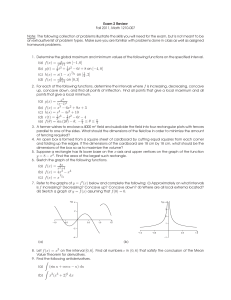 Exam 2 Review Fall 2011, Math 1210-007