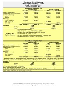 The University of Montana Planning Assumptions - Initial Fiscal Year 2014/2015