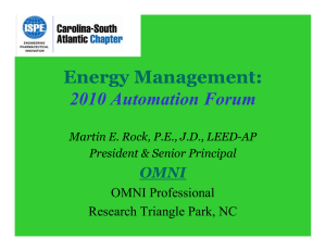 Energy Management: 2010 Automation Forum OMNI OMNI Professional