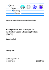 Strategic Plan and Principles for the Global Ocean Observing System (GOOS) Version 1.0