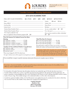 Lourdes Commons  - Housing Application 2015-2016 ACADEMIC YEAR