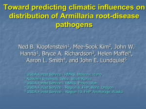 Toward predicting climatic influences on distribution of Armillaria root-disease pathogens