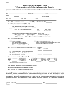 PROGRAM ADMISSION APPLICATION Tiffin University/Lourdes University Department of Education