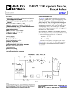 250 kSPS, 12-Bit Impedance Converter, Network Analyzer AD5934 Data Sheet