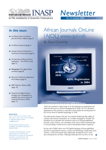 Newsletter African Journals OnLine www.ajol.info By Sioux Cumming