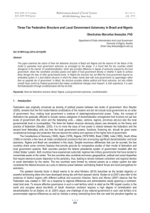 Three-Tier Federative Structure and Local Government Autonomy in Brazil and... Mediterranean Journal of Social Sciences Okechukwu Marcellus Ikeanyibe, PhD MCSER Publishing, Rome-Italy