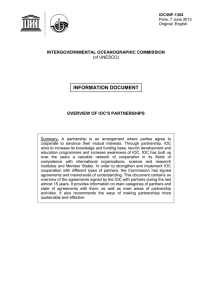 INFORMATION DOCUMENT INTERGOVERNMENTAL OCEANOGRAPHIC COMMISSION OVERVIEW OF IOC’S PARTNERSHIPS