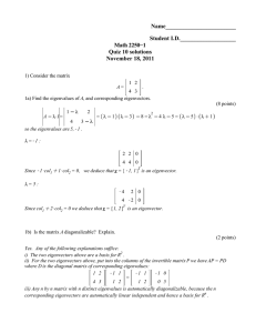 Name________________________ Student I.D.___________________ Math 2250−1 Quiz 10 solutions