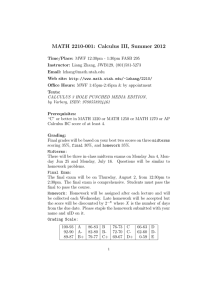 MATH 2210-001: Calculus III, Summer 2012
