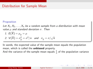 Distribution for Sample Mean