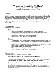 “Preparing a Competitive Workforce” Monday, October 26 – 5:00-6:00 p.m.
