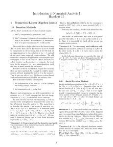 Introduction to Numerical Analysis I Handout 15 1 Numerical Linear Algebra (cont)