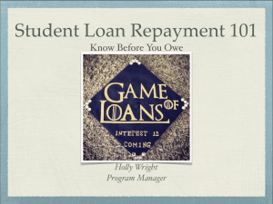 Student Loan Repayment 101 Know Before You Owe Holly Wright Program Manager