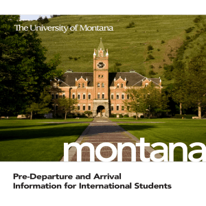 montana Pre-Departure and Arrival Information for International Students