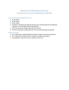 Department of Mathematical Sciences: Summary of Curriculum Submissions in Fall 2015