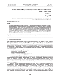 The Role of School Managers in the Implementation of Continuous... (CASS) in Mopani District Mediterranean Journal of Social Sciences Ramalepe, M.L