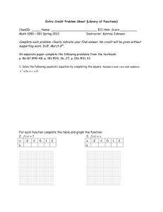 Extra Credit Problem Sheet (Library of Functions)