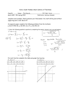 Extra Credit Problem Sheet (Library of Functions) Name: