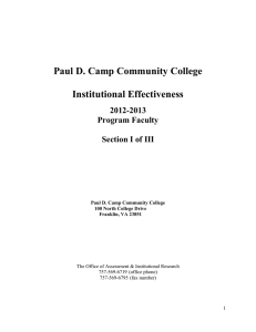 Paul D. Camp Community College Institutional Effectiveness 2012-2013