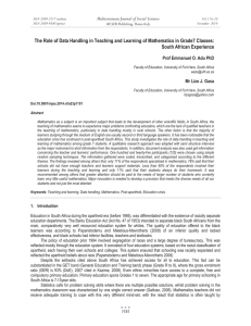 The Role of Data Handling in Teaching and Learning of... South African Experience