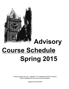 Advisory Course Schedule Spring 2015