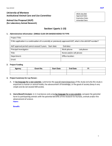 Section I (parts 1-13) University of Montana Animal Use Proposal (AUP)