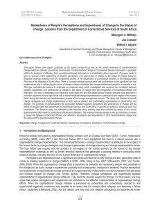 Relatedness of People’s Perceptions and Experiences of Change to the... Change: Lessons from the Department of Correctional Services of South...