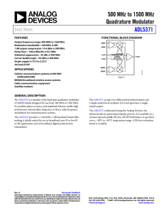500 MHz to 1500 MHz Quadrature Modulator ADL5371 Data Sheet