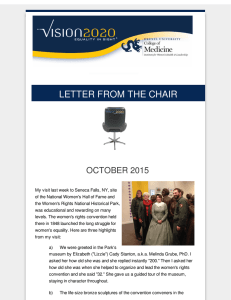 LETTER FROM THE CHAIR OCTOBER 2015