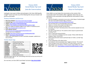 Vision 2020:  Social Media Tip Card  Join the Conversation Ways to Participate 