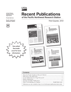Recent Publications of the Pacific Northwest Research Station Third Quarter, 2012