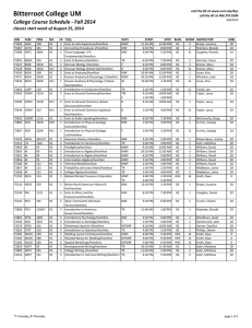 Bitterroot College UM College Course Schedule - Fall 2014