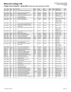 Bitterroot College UM College Course Schedule - Spring 2014
