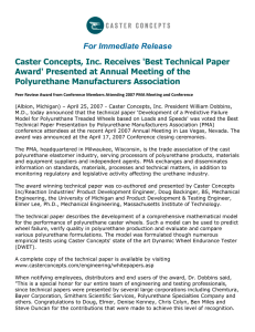 For Immediate Release Caster Concepts, Inc. Receives 'Best Technical Paper