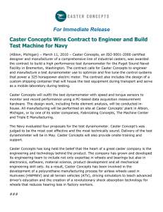 For Immediate Release Caster Concepts Wins Contract to Engineer and Build