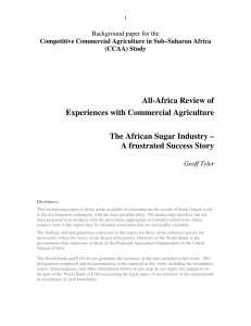 All-Africa Review of Experiences with Commercial Agriculture  The African Sugar Industry –