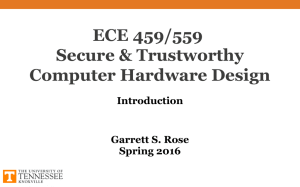 ECE 459/559 Secure &amp; Trustworthy Computer Hardware Design Introduction