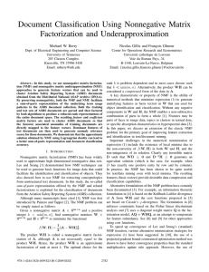 Document Classification Using Nonnegative Matrix Factorization and Underapproximation Michael W. Berry
