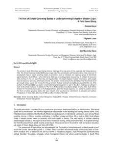 The Role of School Governing Bodies in Underperforming Schools of... A Field Based Study Mediterranean Journal of Social Sciences Amiena Bayat
